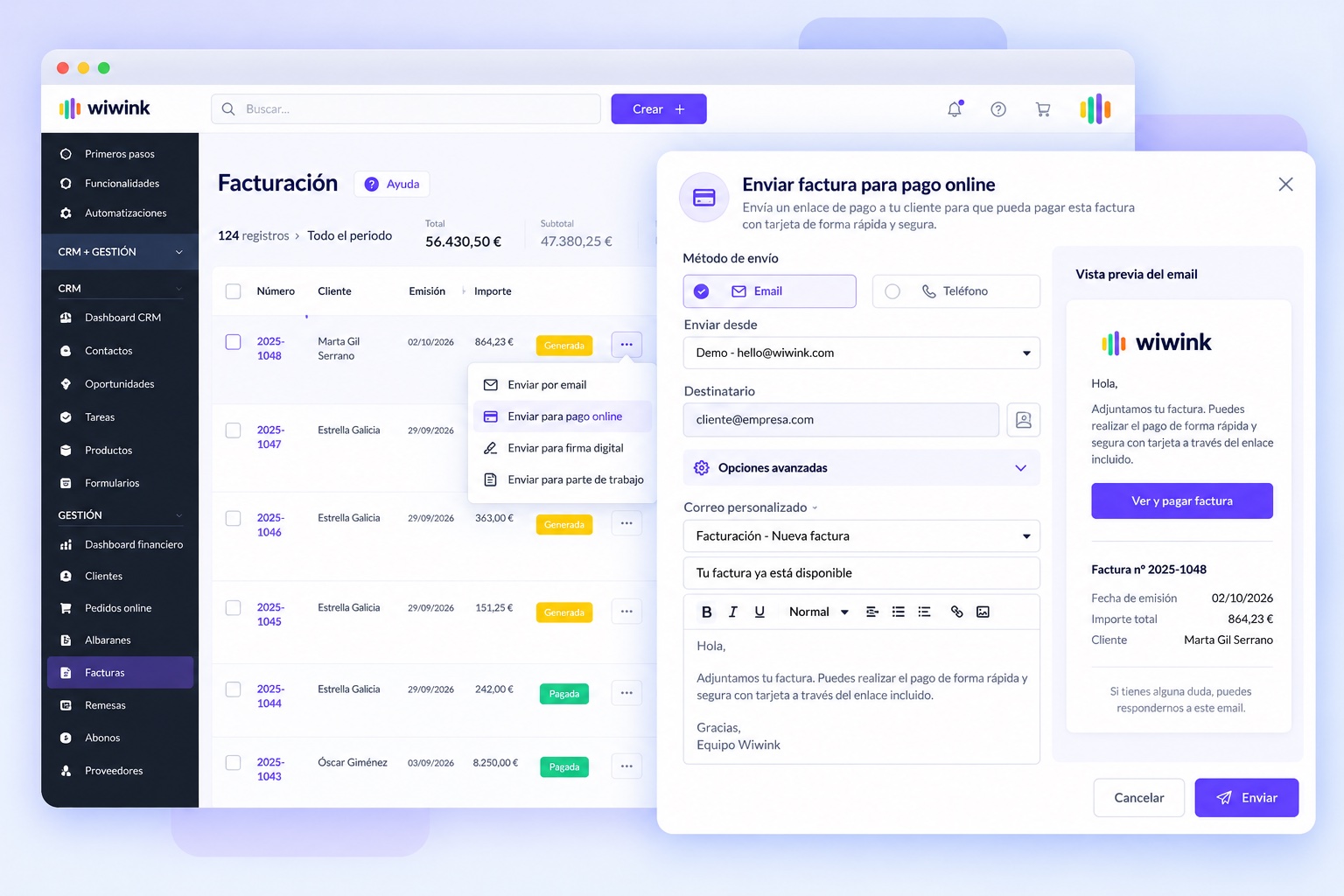 Pagos online en wiwink