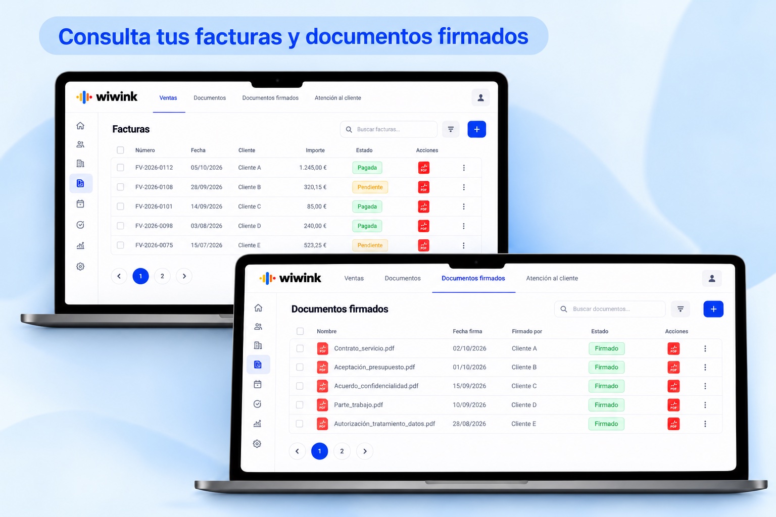 Client portal in wiwink