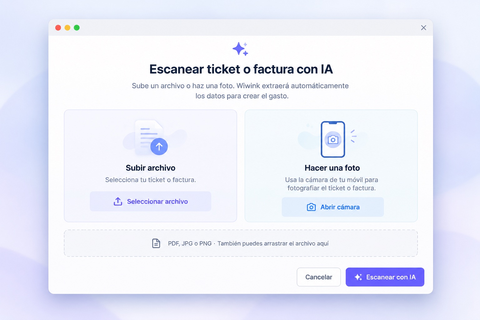 Expense scanning in wiwink
