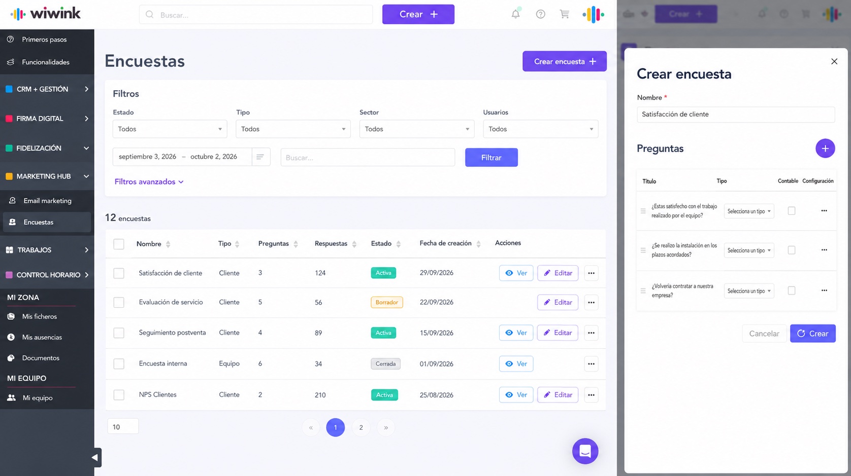 Survey editor in wiwink