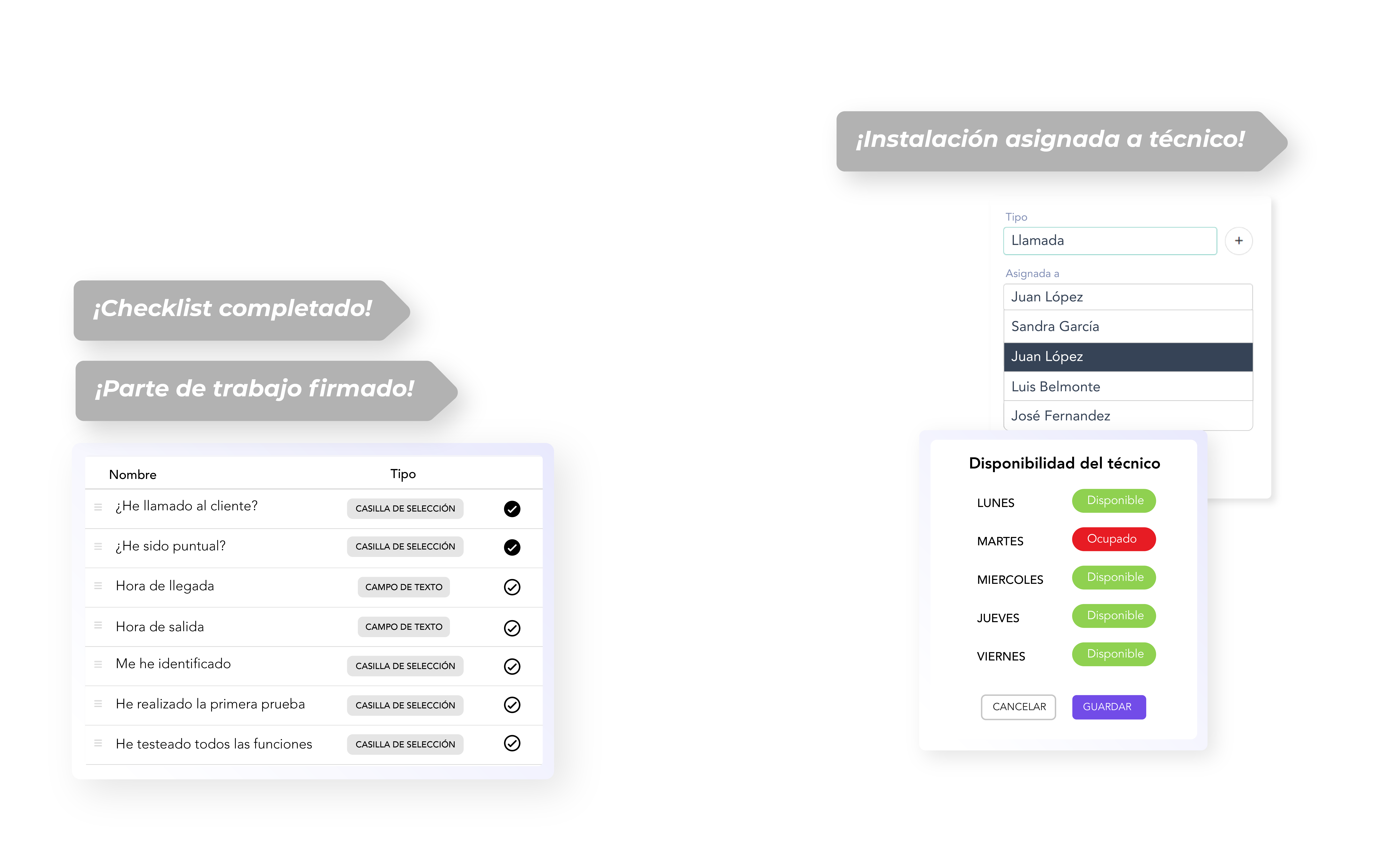 Partes de trabajo e instalaciones en wiwink - Hover