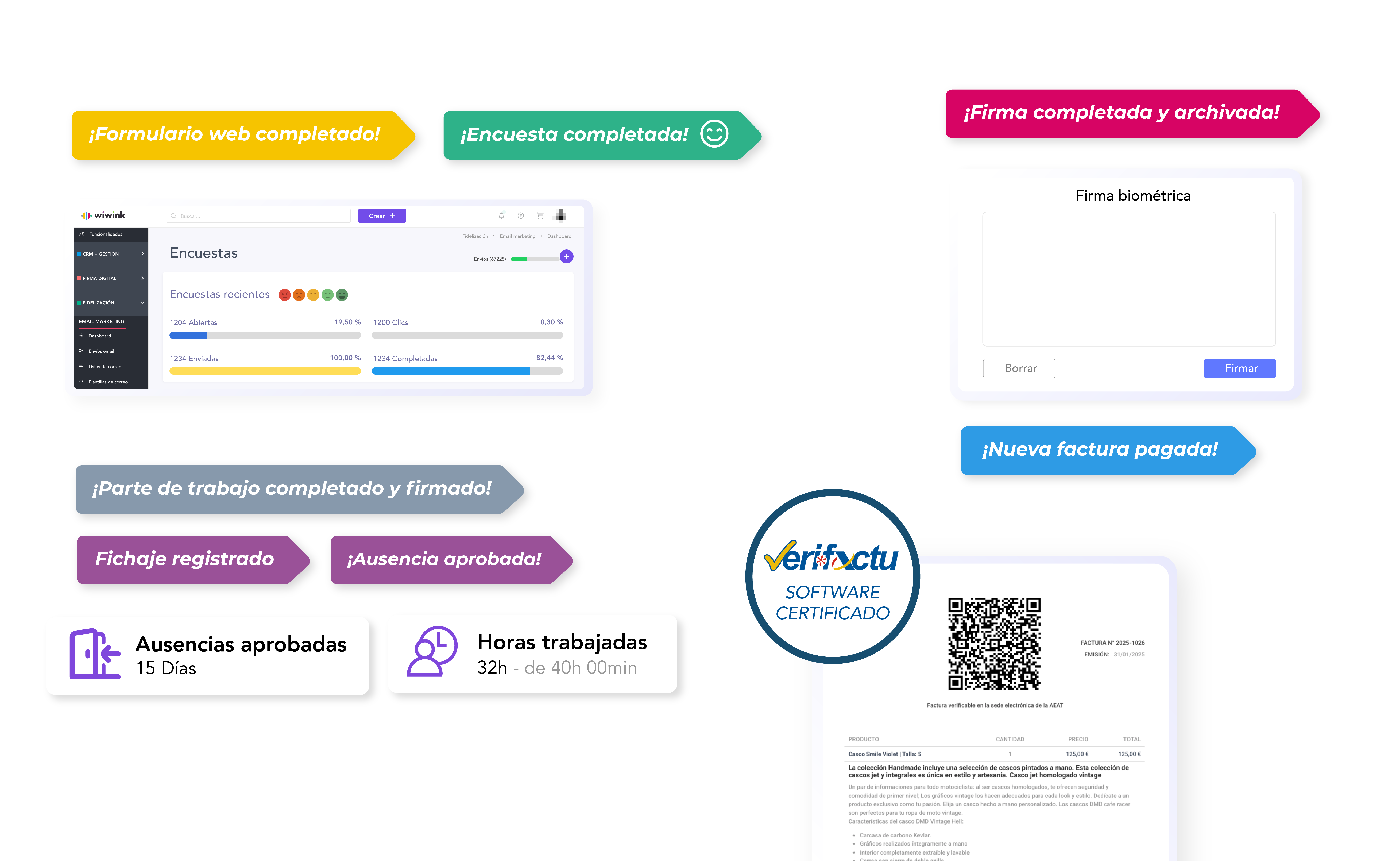 CRM + Gestión + Firmas y Control horario - Hover