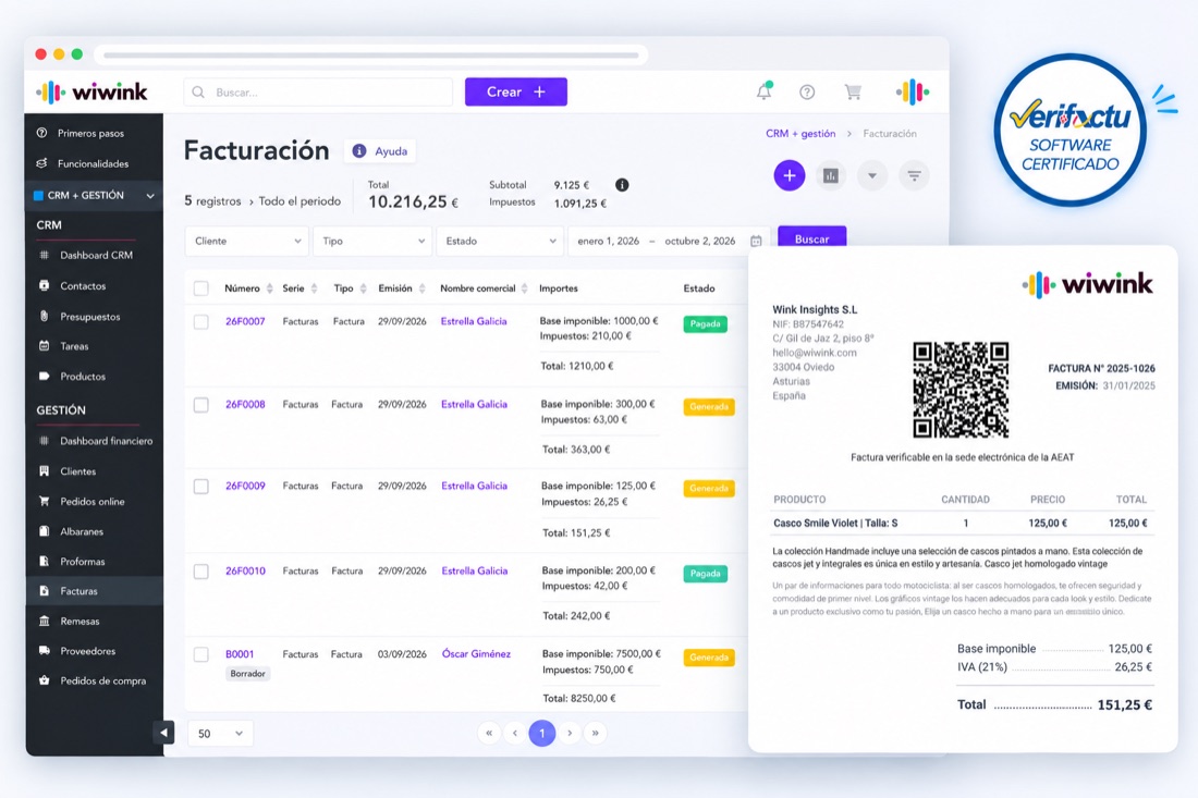 Facturación con Verifactu wiwink