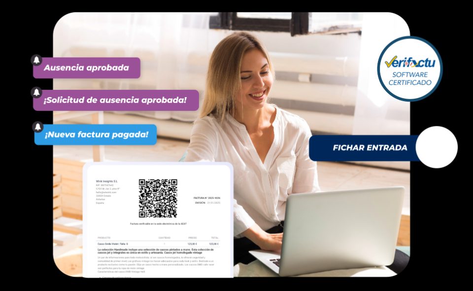 CRM, trabajos, control horario y firma digital en wiwink