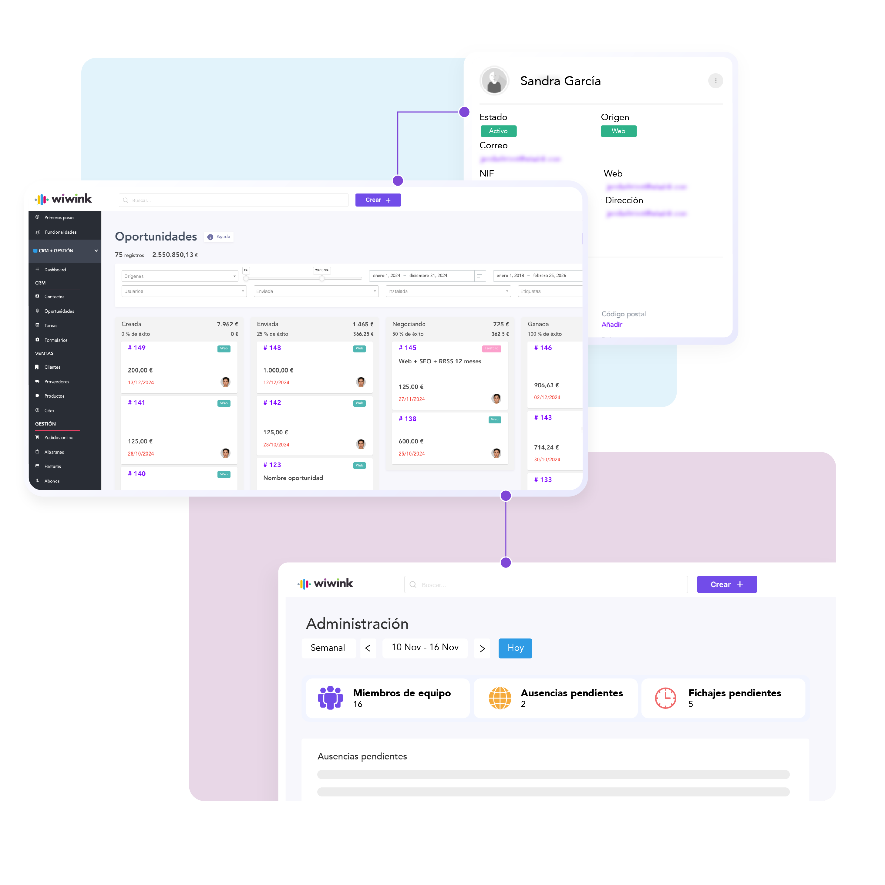 CRM y facturación Verifactu en wiwink